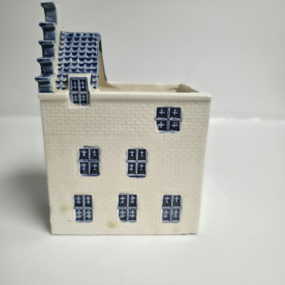 Amsterdam Canal House Handpainted Delft Blauw Vintage Ceramic Planter Vase Chip - Picture 4 of 11